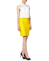 Cédric Charlier Yellow Leather Effect Skirt