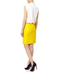 Cédric Charlier Yellow Leather Effect Skirt