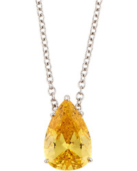 FANTASIA By Deserio Pear Cut Canary Cz Pedant Necklace
