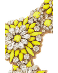 Valentino Fluoro Flowers Crystal And Satin Bib Necklace