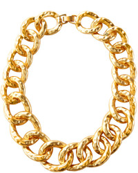 Kenneth Jay Lane Hammered Chain Necklace Satin Golden