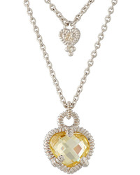 Judith Ripka La Petite Diamond Crystal Heart Double Strand Necklace