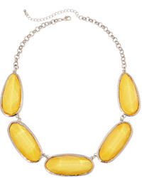 Mixit Mixit Yellow Faceted Silver Tone Collar Necklace