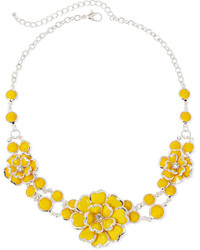 Mixit Mixit Yellow Silver Tone Multi Flower Collar Necklace