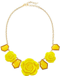 Greenbeads Rose And Geo Station Necklace Yellow