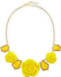 Greenbeads Rose And Geo Station Necklace Yellow