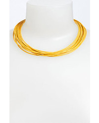 Simon Sebbag Multistrand Leather Necklace Silver Yellow