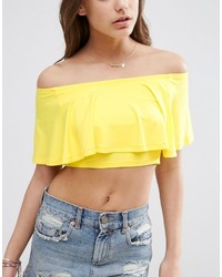Asos Off Shoulder Top With Ruffle Detail