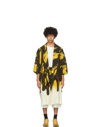 Homme Plissé Issey Miyake Yellow And Black Action Paint Cardigan
