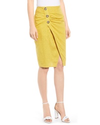 J.o.a. Side Button Cotton Linen Midi Skirt