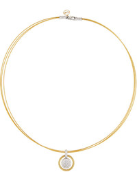 Alor 18k Pave Diamond Micro Cable Circle Pendant Necklace Yellow