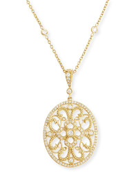 Penny Preville Oval Lace Diamond Pendant On 16 Chain Necklace
