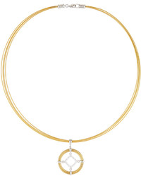 Alor Spring Coil Cable Diamond Pendant Necklace Yellow