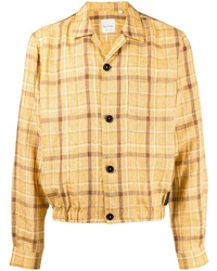 Yellow Plaid Linen Long Sleeve Shirt