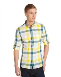 French Connection Lifeboat Yellow Plaid Cotton Button Down Shirt