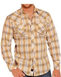 Modelcurrentbrandname Panhandle Slim 90 Proof Ombre Plaid Shirt Embroidery Long Sleeve