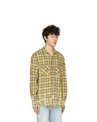 Amiri Yellow Plaid Splatter Shirt