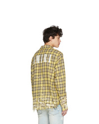 Amiri Yellow Plaid Splatter Shirt