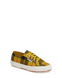 Yellow Plaid Low Top Sneakers
