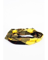 Missguided Aris Check Fringed Scarf Yellow