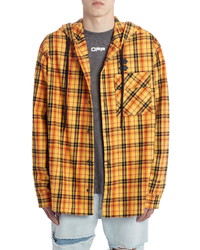 Off-White Hooded Check Flannel Button Up Shirt