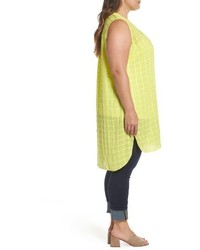 Vince Camuto Plus Size Sheer Plaid Henley Tunic