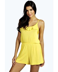 Boohoo Fiona Frill Front Jersey Strappy Playsuit