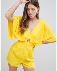ASOS DESIGN Playsuit With Kimono Sleeve And Cut Out