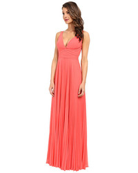 Laundry by Shelli Segal Pleated Chiffon Open Back Gown