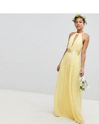TFNC Tall Pleated Maxi Bridesmaid Dress With Cross Back And Bow Detail