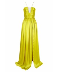 The 2nd Skin Co Gold Satin Dress With Open Neckline