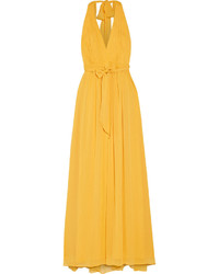 Yellow Pleated Maxi Dress