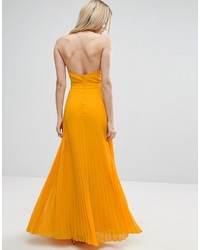 Asos Halter Neck Pleated Maxi Dress With Open Back