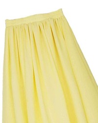 ChicNova Vintage Yellow Full Pleated Maxi Chiffon Skirt With High Waist