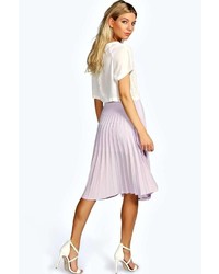 Boohoo Holly All Over Pleated Crepe Midi Skirt