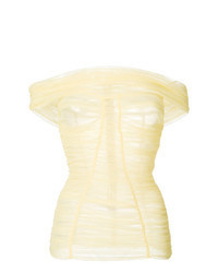 Yellow Pleated Off Shoulder Top