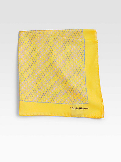 Salvatore Ferragamo Printed Silk Pocket Square | Where to buy & how to wear