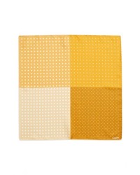Lanvin Polka Dot Silk Pocket Square Yellow One Size