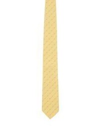 Barneys New York Dot Embroidered Necktie Yellow