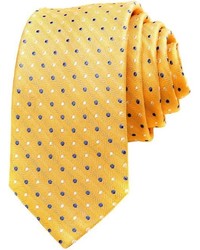 Alara Narrow Width Yellow Chevron Dot Silk Tie Hand Crafted In Italy