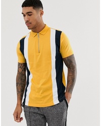 ASOS DESIGN Organic Polo Shirt With S And Zip Neck In Yellow