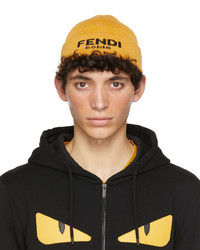 Fendi Yellow Jacquard Logo Beanie