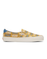 Vans Yellow And Blue Logo Checkerboard Og Slip On 59 Lx Sneakers