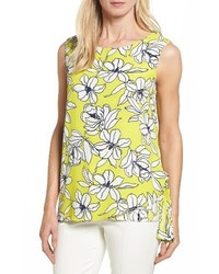 Chaus Print Mixed Media Side Tie Top