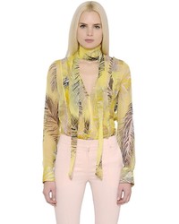 Yellow Print Chiffon Shirt