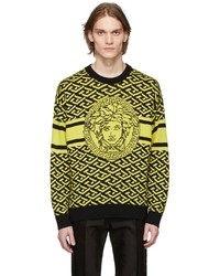 Versace Black Yellow La Greca Sweater