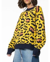 Charm`s Charms Leopard And Lips Pattern Knit Sweater
