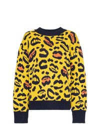 Charm`s Charms Leopard And Lips Pattern Knit Sweater