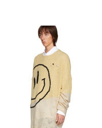 Raf Simons Yellow And Beige Oversized Collage Sweater