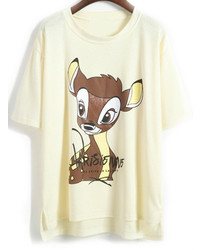 Dip Hem Deer Print T Shirt